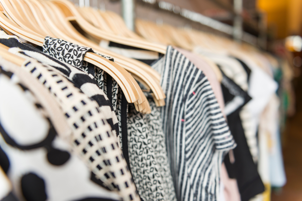 hanging clothes black and white color