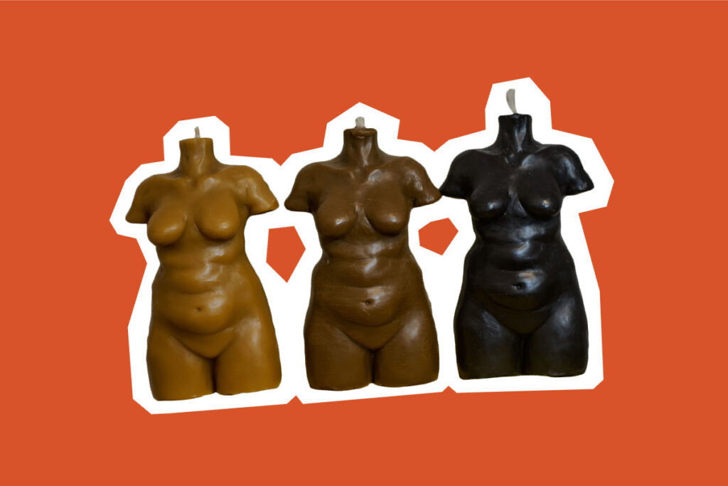 three female body candle