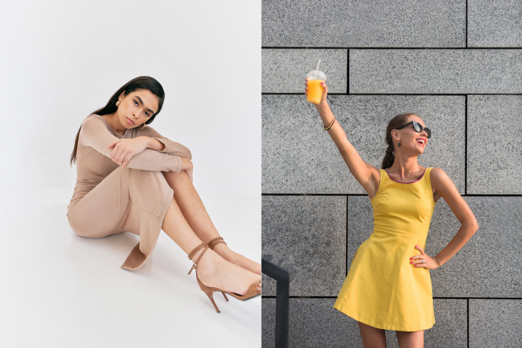 women wearing nude and yellow clothes